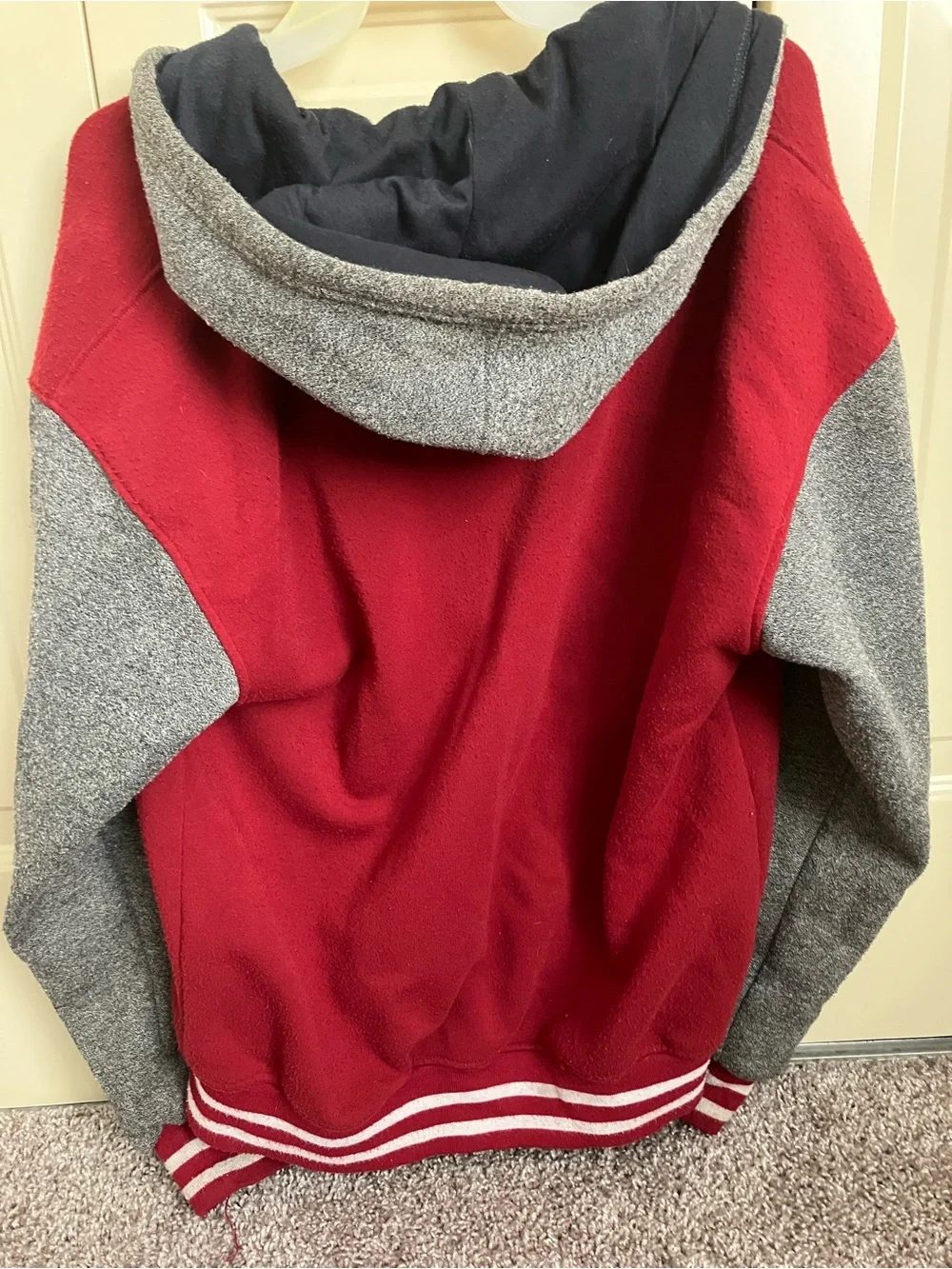 Canada Vintage Red & Gray Hooded Varsity Bomber Jacket